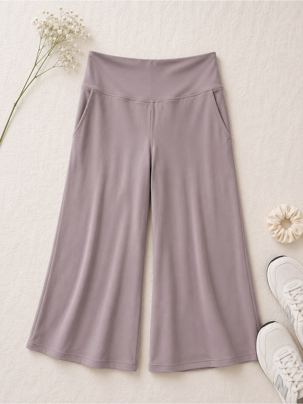 Athleta Wide Leg Cropped Lounge Pants 1X Taupe Mauve